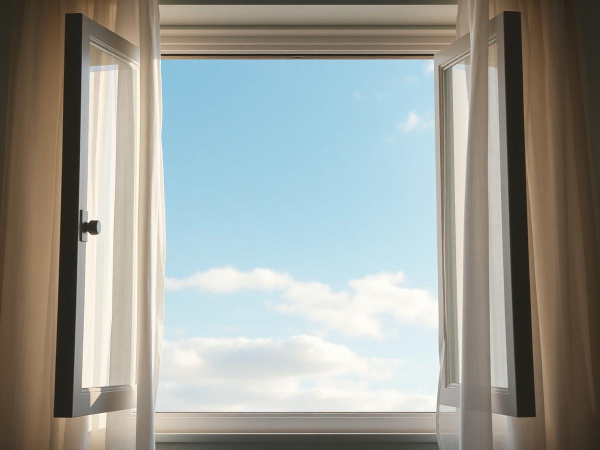 Open window letting in soft sunlight
